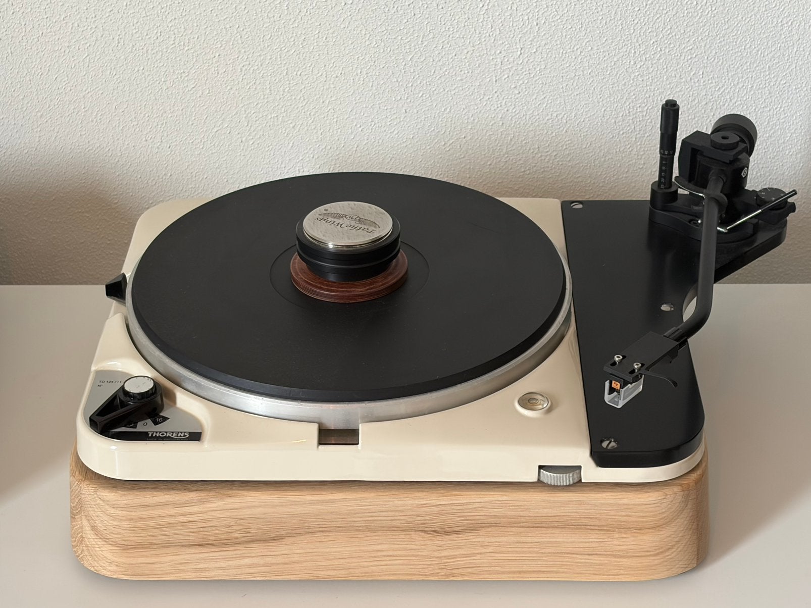 Thorens TD124 plinth Eikenhout, Ophalen of Verzenden, Zo goed als nieuw, Thorens
