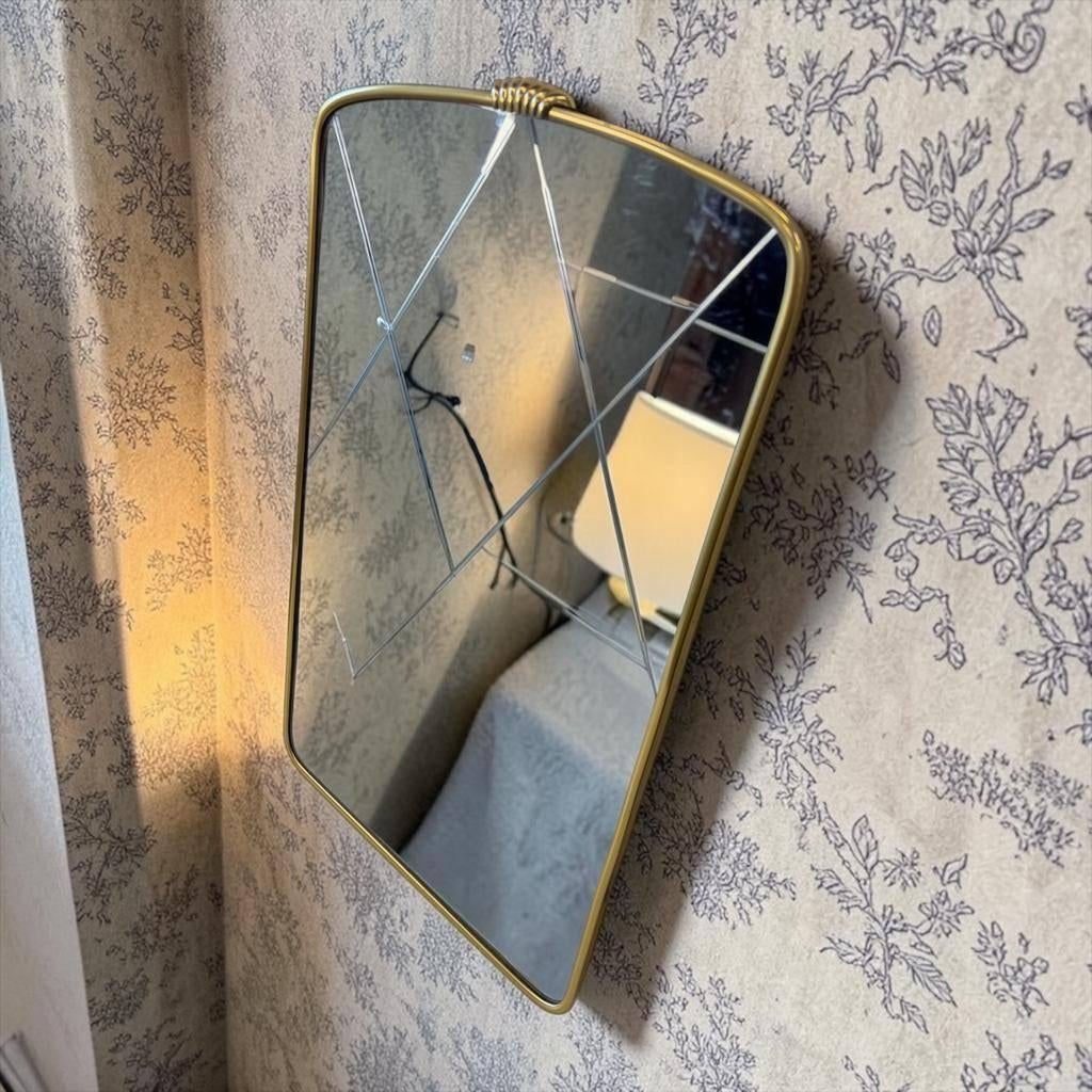 vintage gouden spiegel / wandspiegel ruit patroon, Huis en Inrichting, Woonaccessoires | Spiegels, Ophalen, Rechthoekig, Minder dan 50 cm