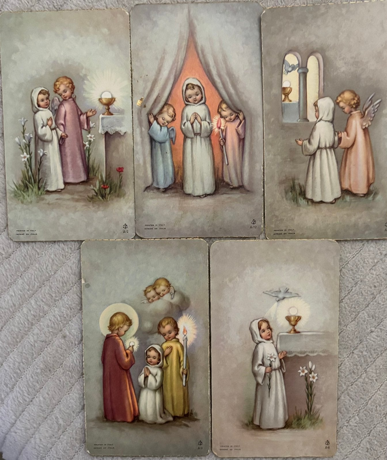 5 Oude communie prentjes, Ophalen of Verzenden, Gebruikt