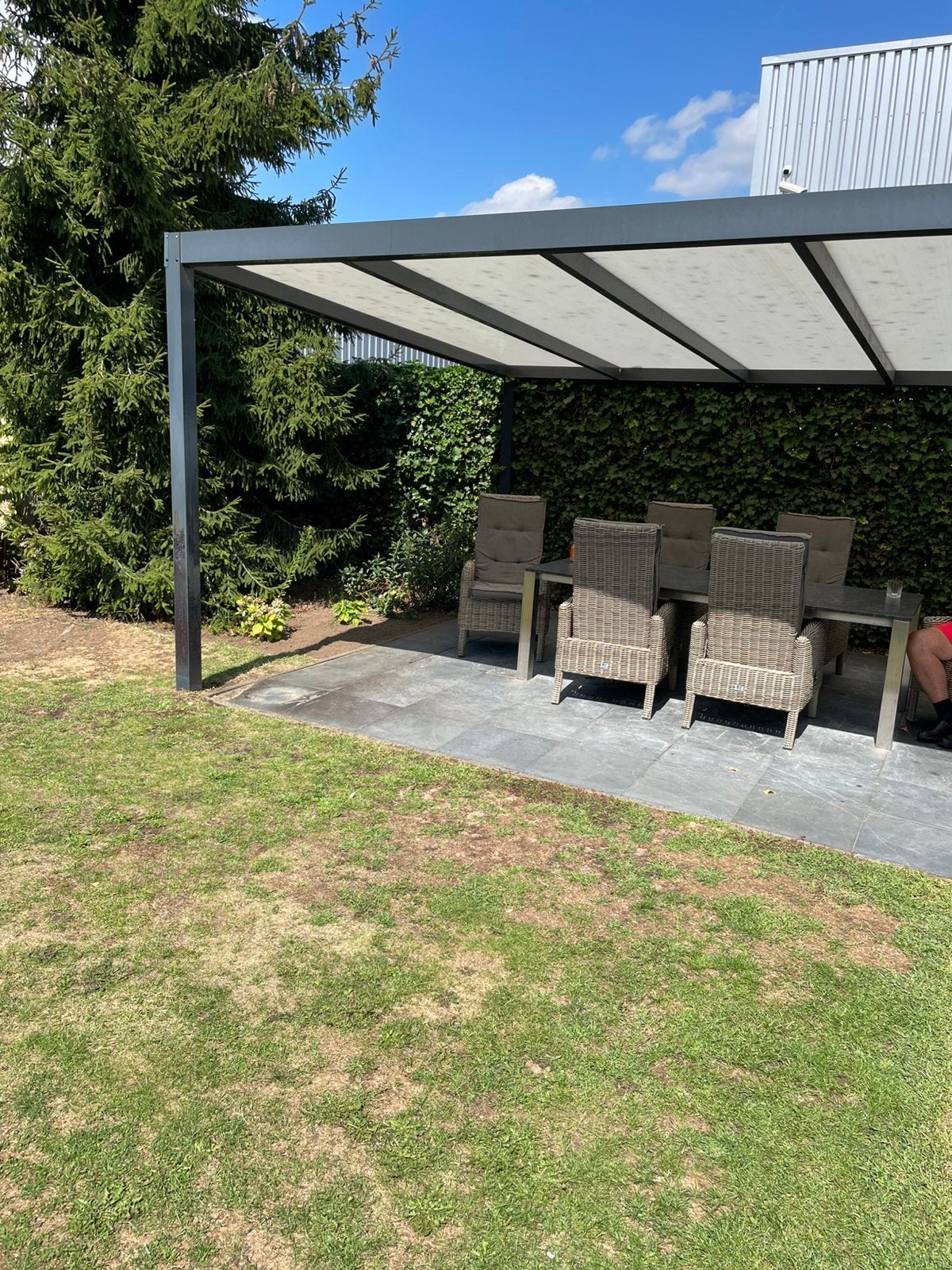 Paviljoen van 5x4 meter met inbouw goot.de kleur antraciet, Ophalen, Gebruikt, 4 tot 6 meter, Paviljoen