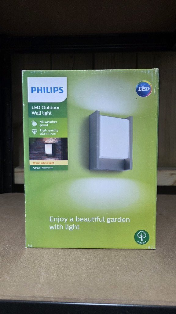Philips Arbour Buiten Wandlamp | 3,8W | Antraciet – NIEUW, Minder dan 50 watt, Wandlamp, Ophalen of Verzenden, Netvoeding