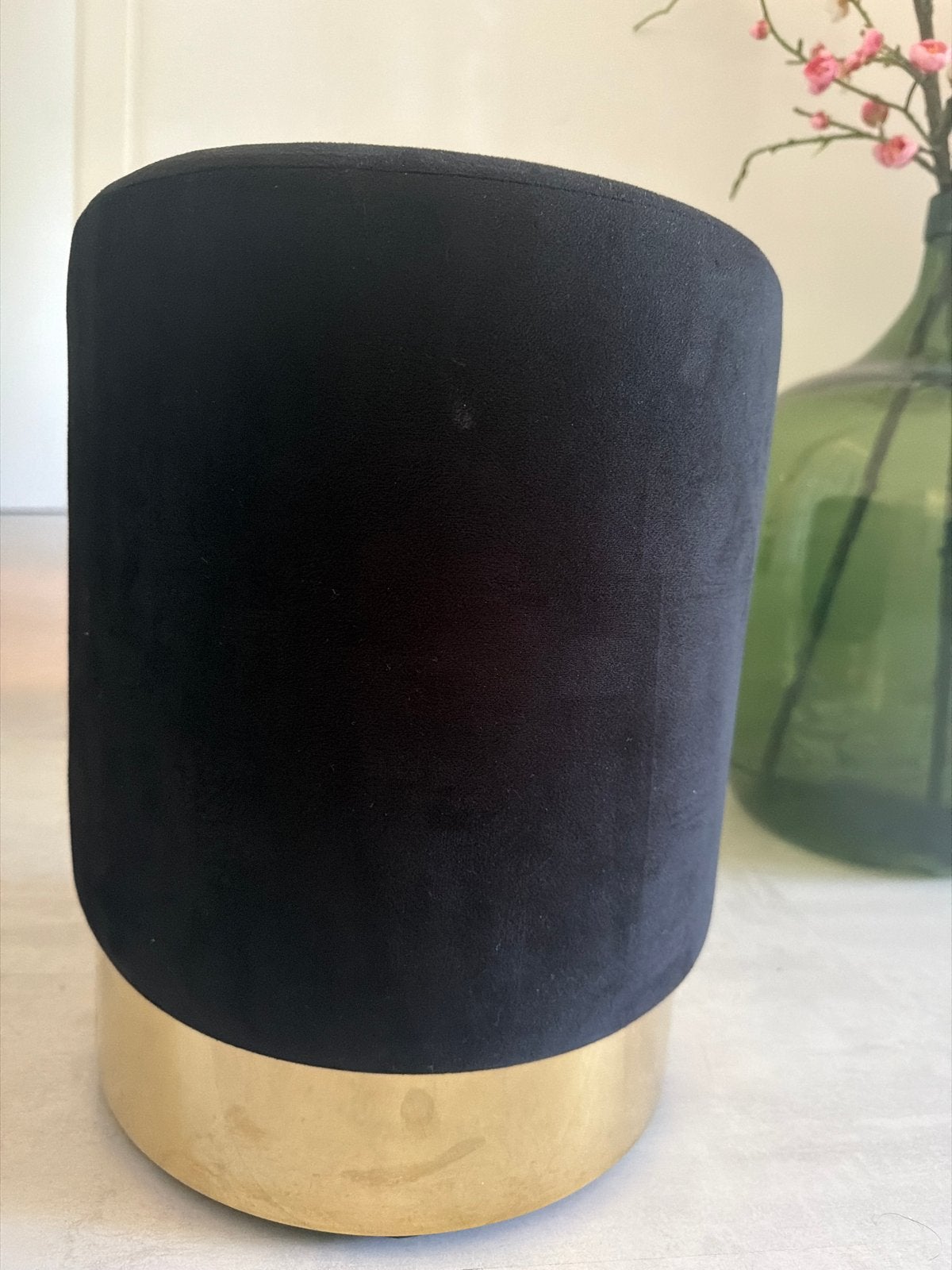 Luxe make-up stoel/poef - Zwart fluweel met gouden onderstel, Ophalen, Zwart, Zo goed als nieuw, Eén