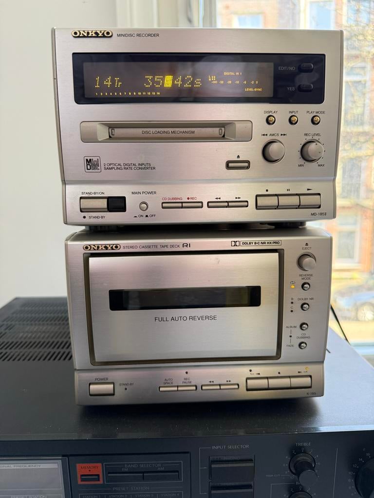 Onkyo MiniDisc Recorder + Cassette Deck (MD-185II & K-185), Ophalen of Verzenden, Enkel, Overige merken, Auto-reverse