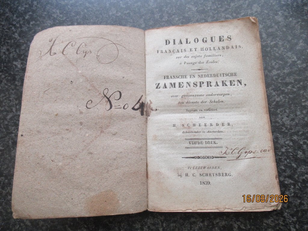 FRANSCHE+ NEDERDUITSCHE ZAMENSPRAKEN-SCHEERDER-1839, Antiek en Kunst, Ophalen of Verzenden