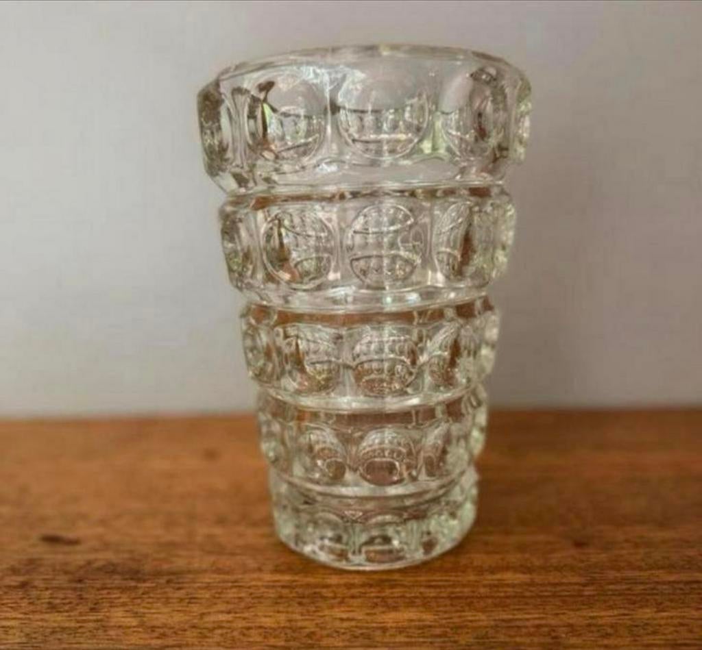 Vintage kristallen Pucency Hermanova cyclische vaas.6, Ophalen of Verzenden