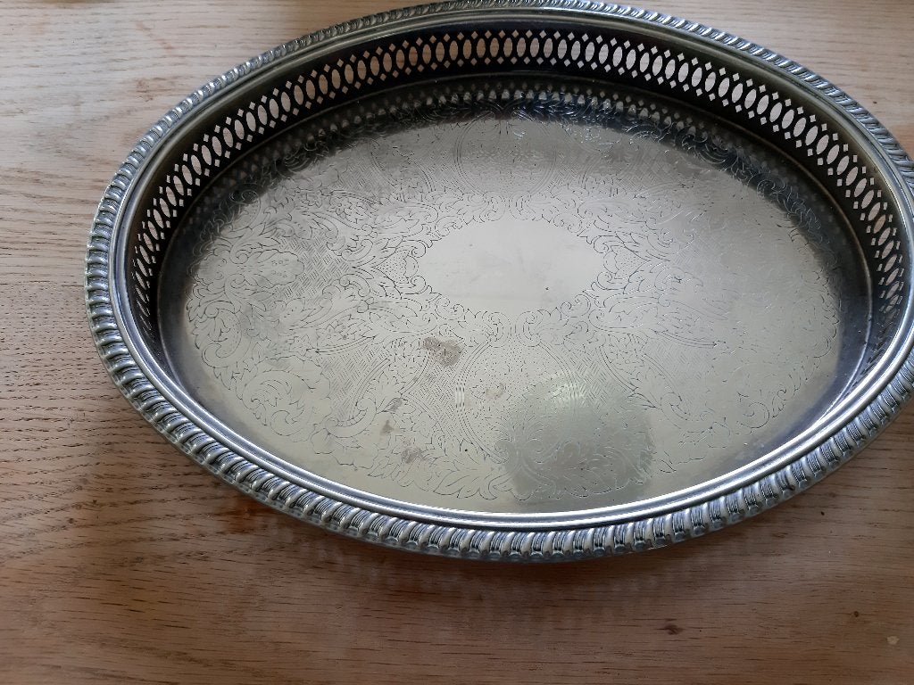 Antieke verzilverd dienblaadje., Ophalen of Verzenden