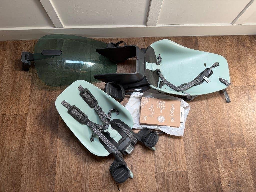Urban Iki voor en achter fiets zitjes [2 sets!], Ophalen, Achterzitje, Voetsteuntjes, 0 t/m 18 kg