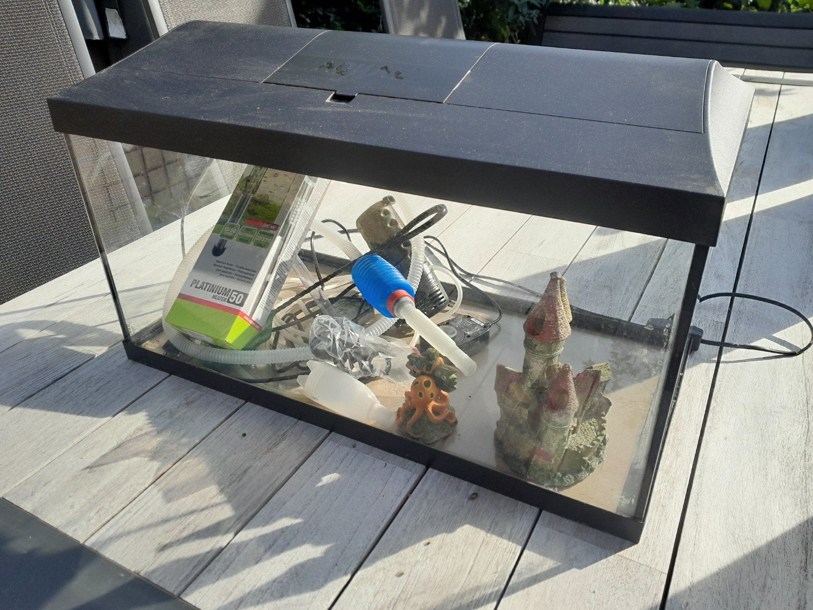Compleet aquarium 60 liter., Ophalen, Gebruikt, Verlichting of Verwarming, Inclusief deksel