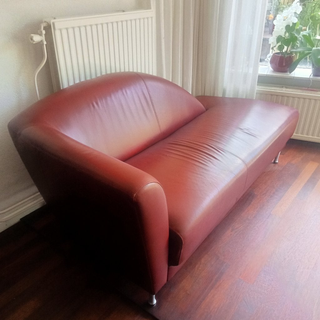 Gratis afhalen, echt leer, Huis en Inrichting, Banken | Sofa's en Chaises Longues, Ophalen, Gebruikt, Driepersoons, Minder dan 150 cm