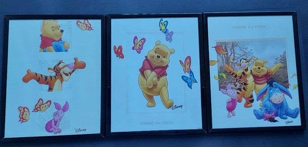 3 Schilderijtjes Winnie the Pooh, Ophalen of Verzenden, Winnie de Poeh of vrienden, Zo goed als nieuw, Beeldje of Figuurtje
