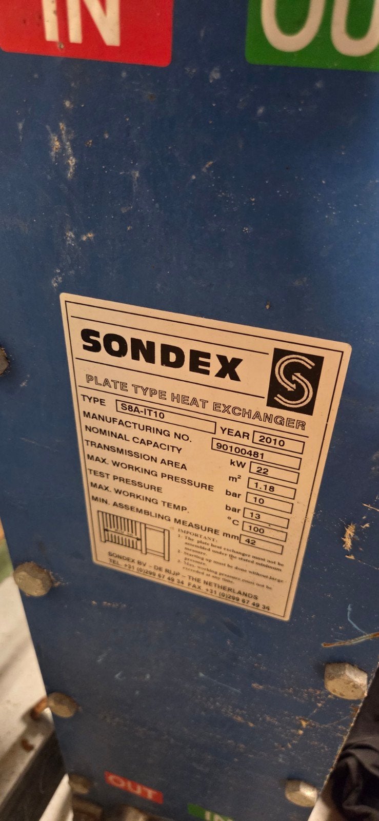 Sondex Platenwarmtewisselaar S8A-1T10 - 22 kW, Ophalen