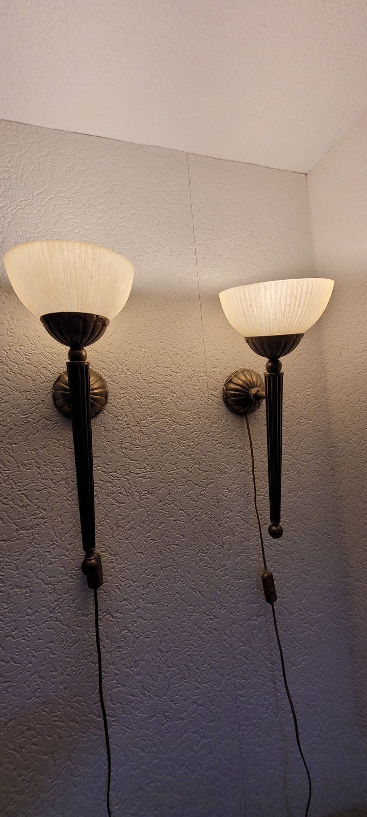 antieke lampenset brons, Ophalen, Gebruikt, Metaal