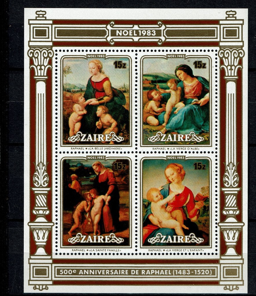 ZAIRE 1983 PF BLOK KERSTMIS CHRISTMAS RELIGIE KUNST, Ophalen of Verzenden, Postfris, Overige thema's