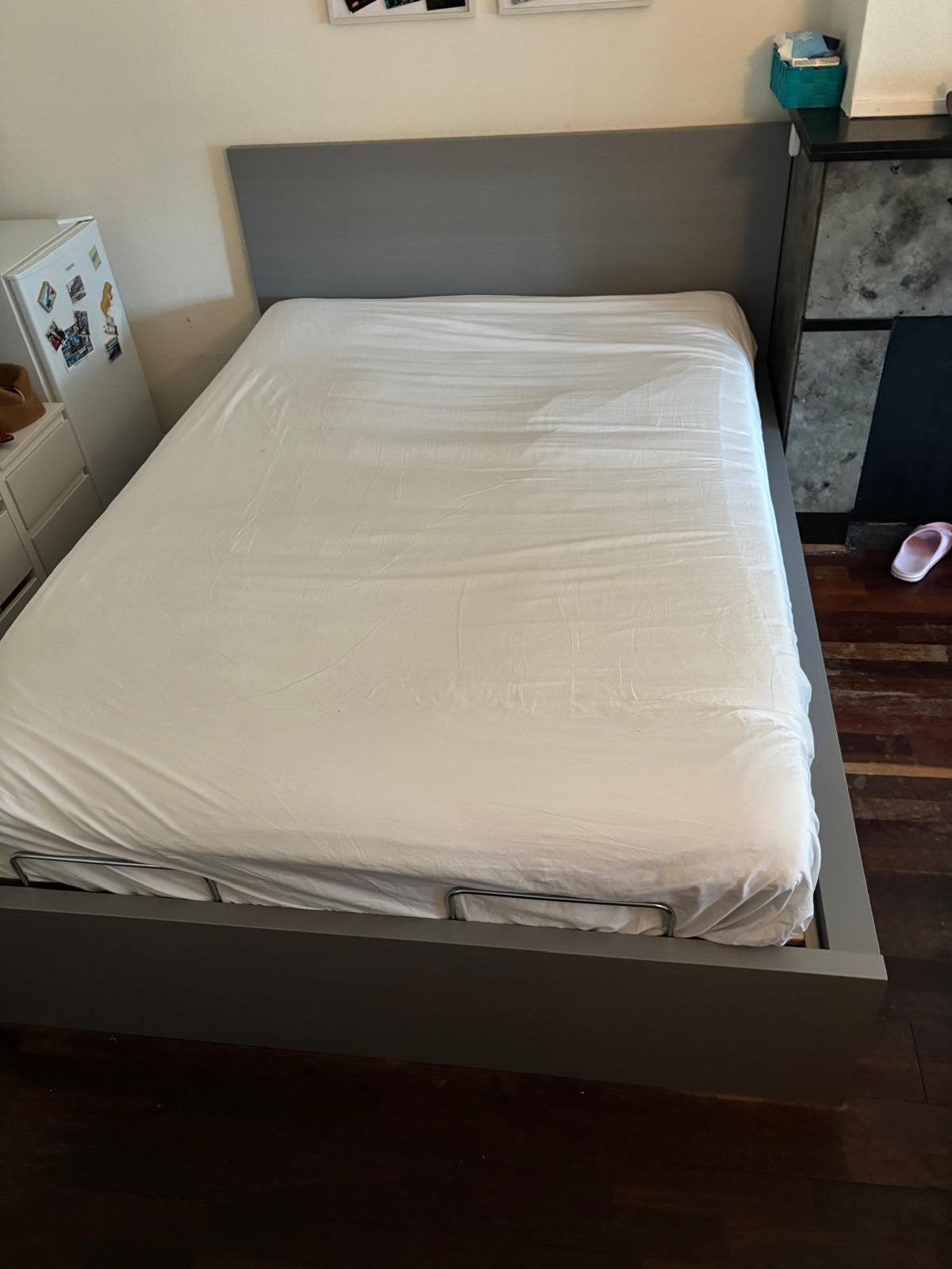Ikea Malm Bed met 2 Lades - Grijs, Ophalen, Gebruikt, Tweepersoons, 140 cm