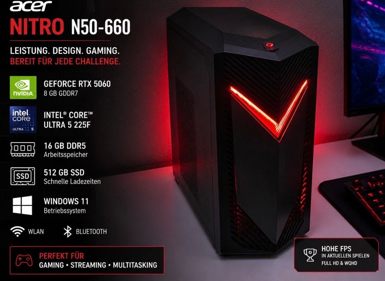 Compacte Gaming PC - Intel Ultra 5, RTX 5060, 16GB DDR5, Computers en Software, Ophalen of Verzenden, Zo goed als nieuw, Gaming