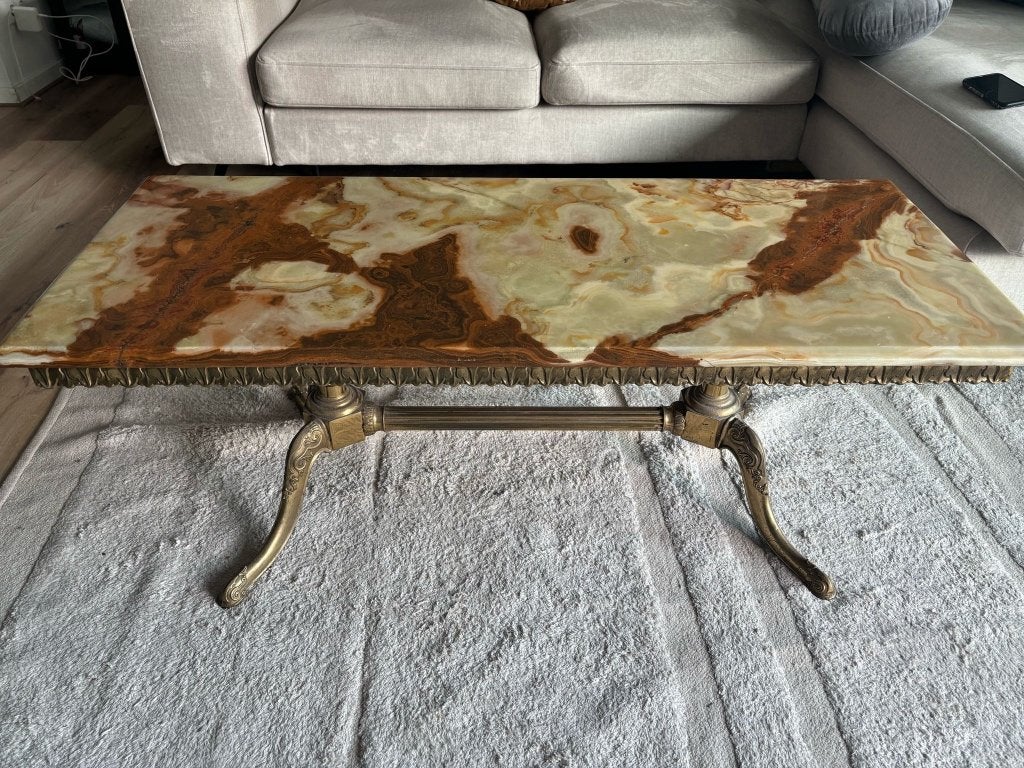 Vintage marmeren salon tafel, Ophalen, Overige materialen, Gebruikt, 100 tot 150 cm
