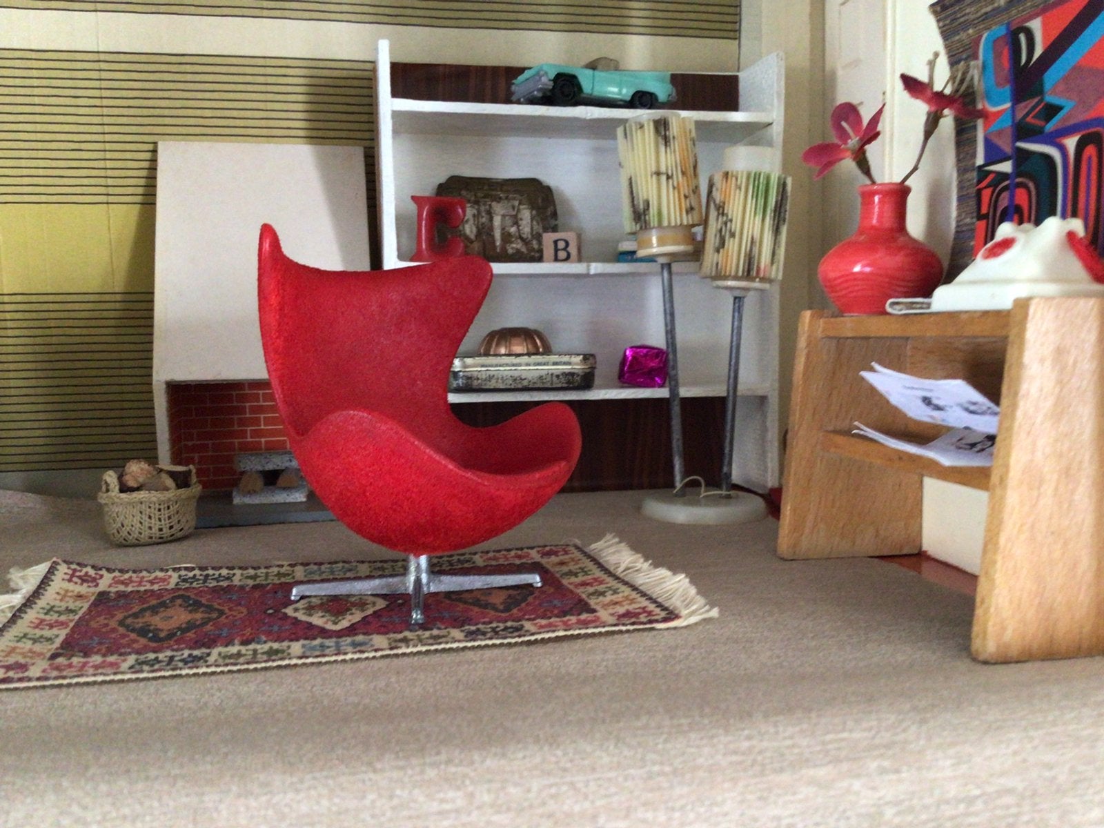 Vintage Brio/Lundby Egg Chair, Ophalen of Verzenden, Gebruikt, Poppenhuis