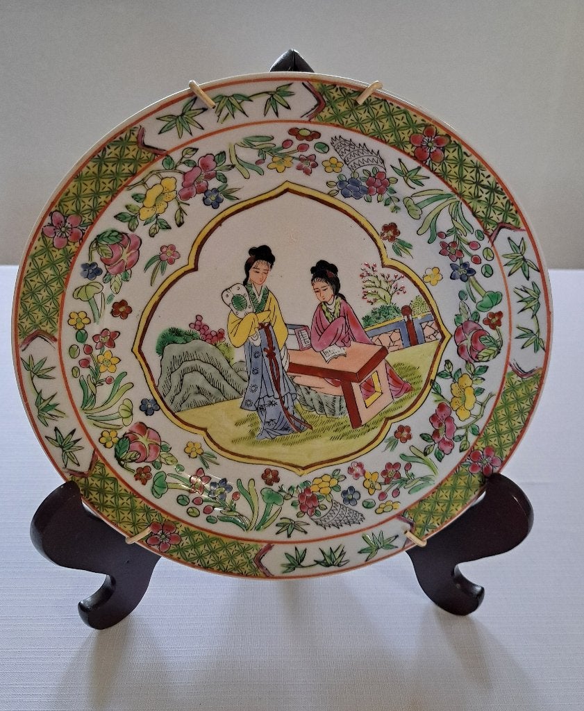 Oud chinees wandbord famille rose 25cm overglaze techniek, Verzenden