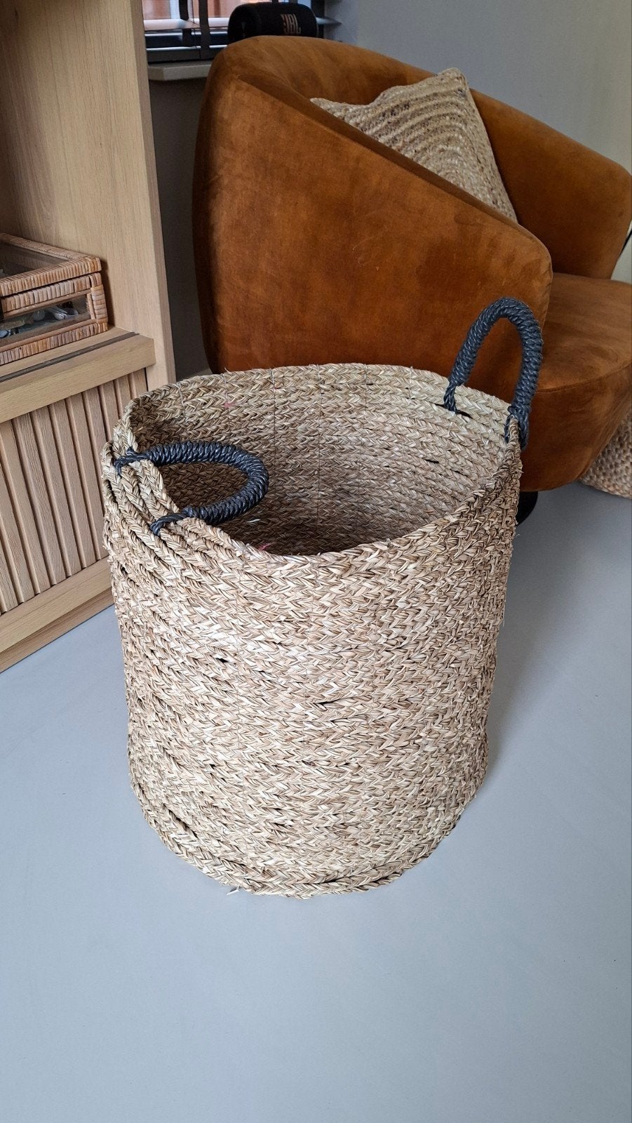 Grote rieten mand van Loods 5, Beige, Ophalen of Verzenden, Natuurlijk materiaal, Landelijk