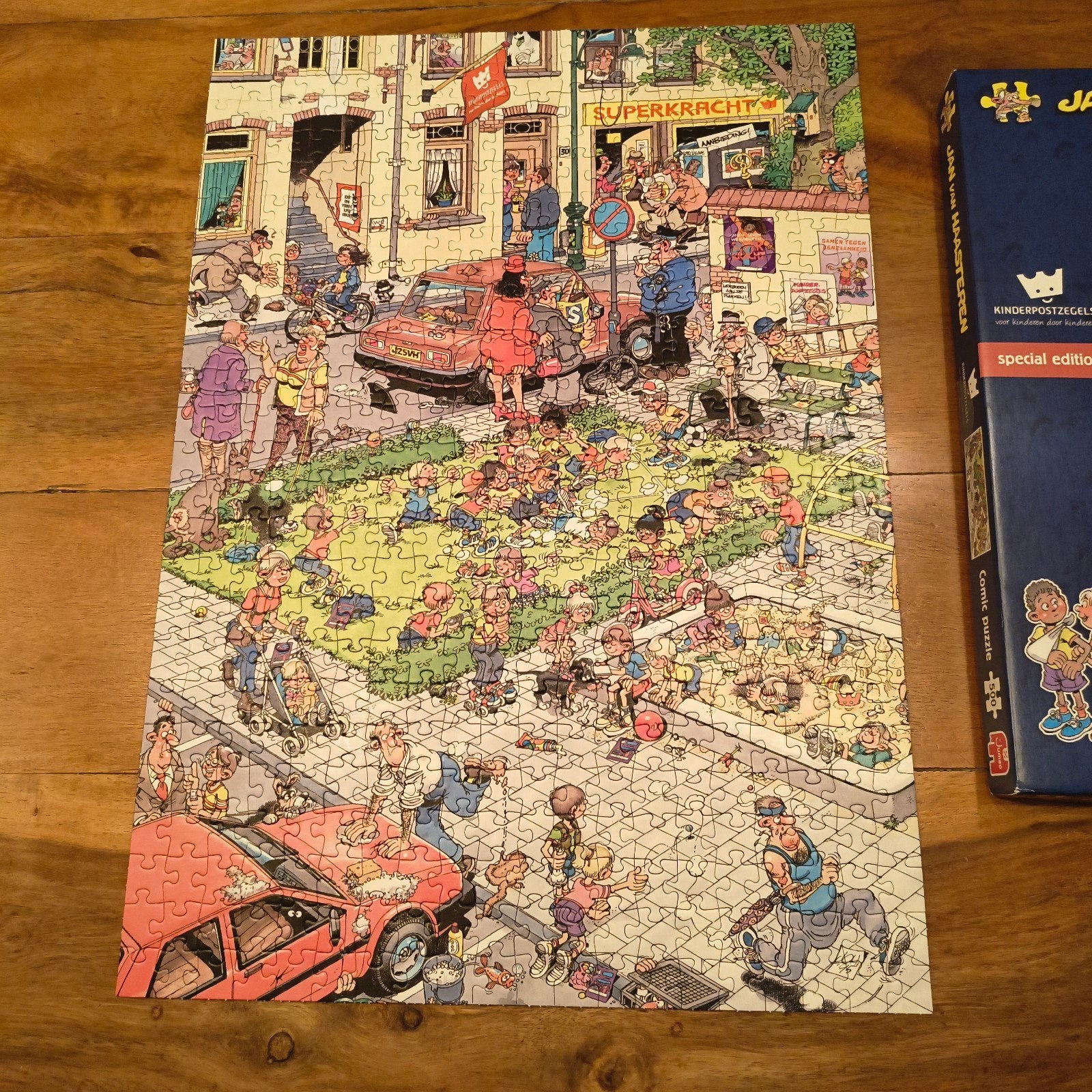 Jan van Haasteren Kinderpostzegels 500 st, Ophalen of Verzenden, 500 t/m 1500 stukjes, Zo goed als nieuw, Legpuzzel