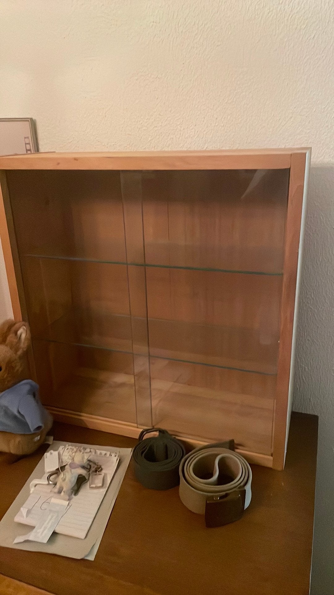 Wand Vitrine kastje ikea hout, Huis en Inrichting, Kasten | Vitrinekasten, Zo goed als nieuw, Minder dan 100 cm, 25 tot 50 cm