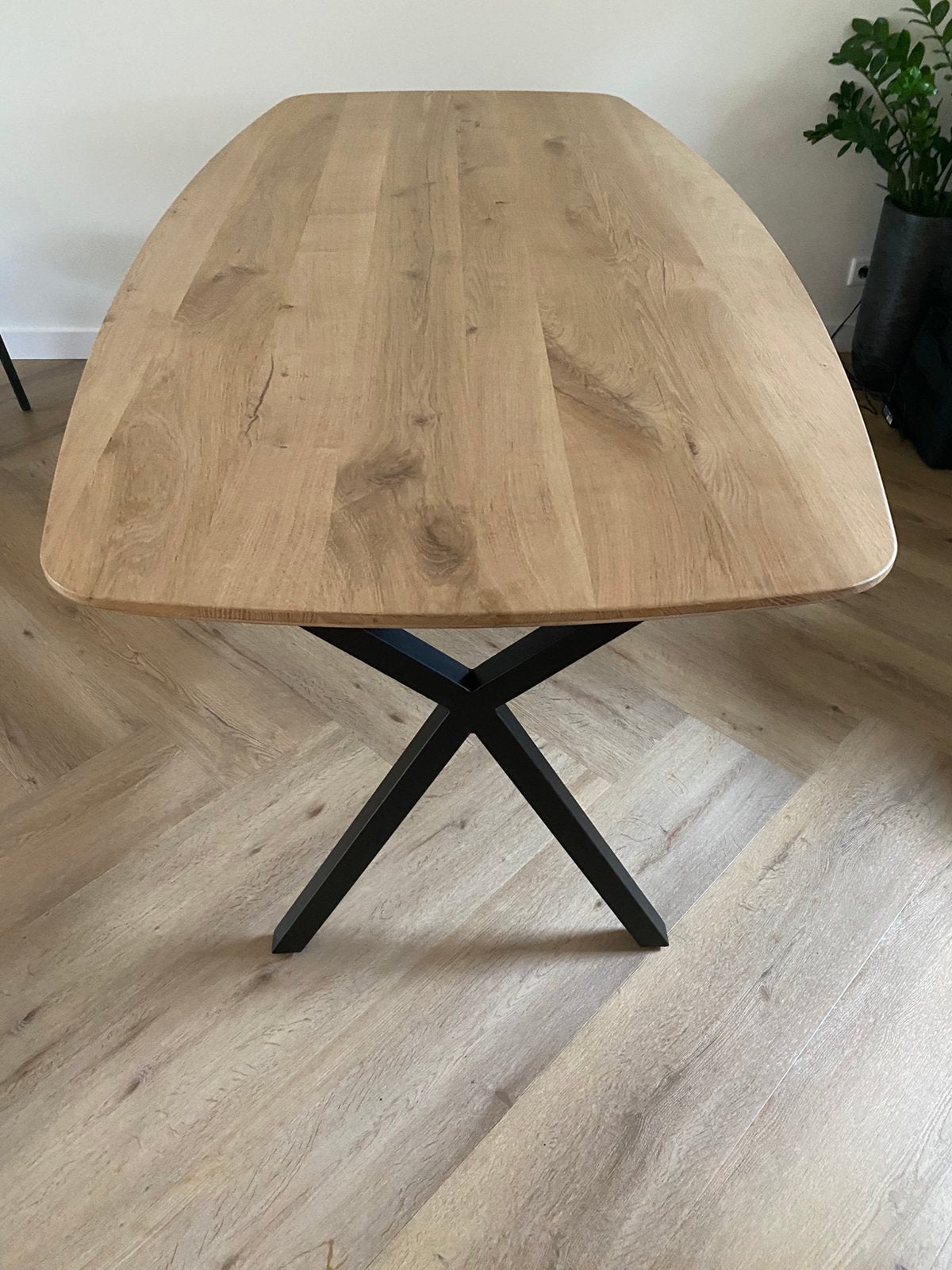 Deens ovale massief eiken eettafel, Huis en Inrichting, Ophalen, 100 tot 150 cm, Eikenhout, 200 cm of meer