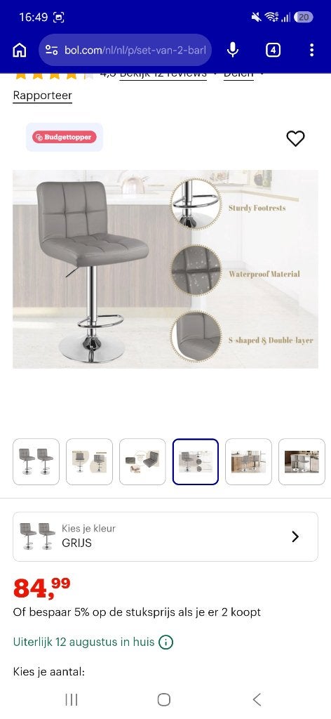 Bartafel met barstoelen, Ophalen, Gebruikt, Inclusief barstoelen