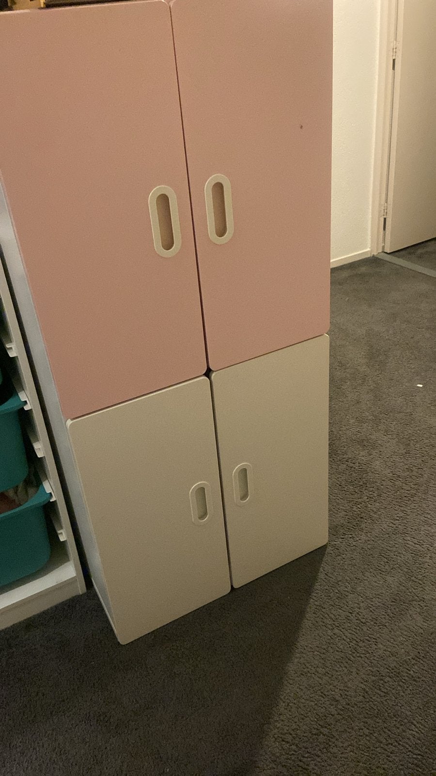 Ikea Kinderkledingkast met witte en roze deuren, Ophalen, Gebruikt, 50 tot 70 cm, 105 cm of meer