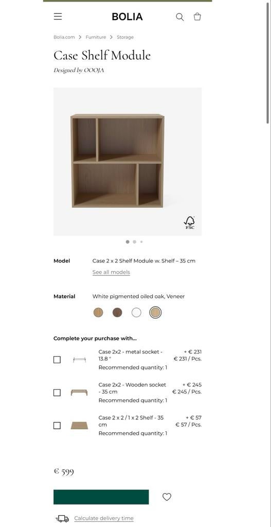 Bolia Case Shelf Module - 35 cm diep, Ophalen, Met plank(en), 50 tot 100 cm, Zo goed als nieuw