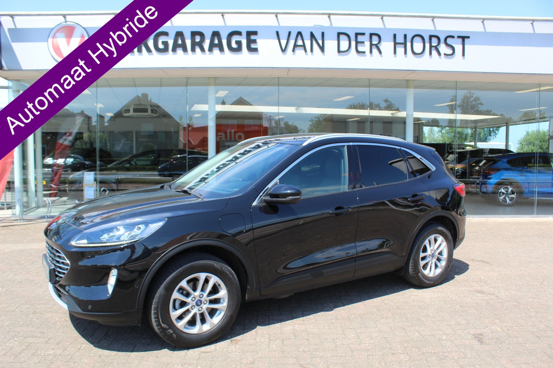 Ford Kuga 2.5 225 pk Titanium X PHEV Plug-in Hybrid Trekhaak, Gebruikt, Zwart, 4 cilinders, Leder en Stof