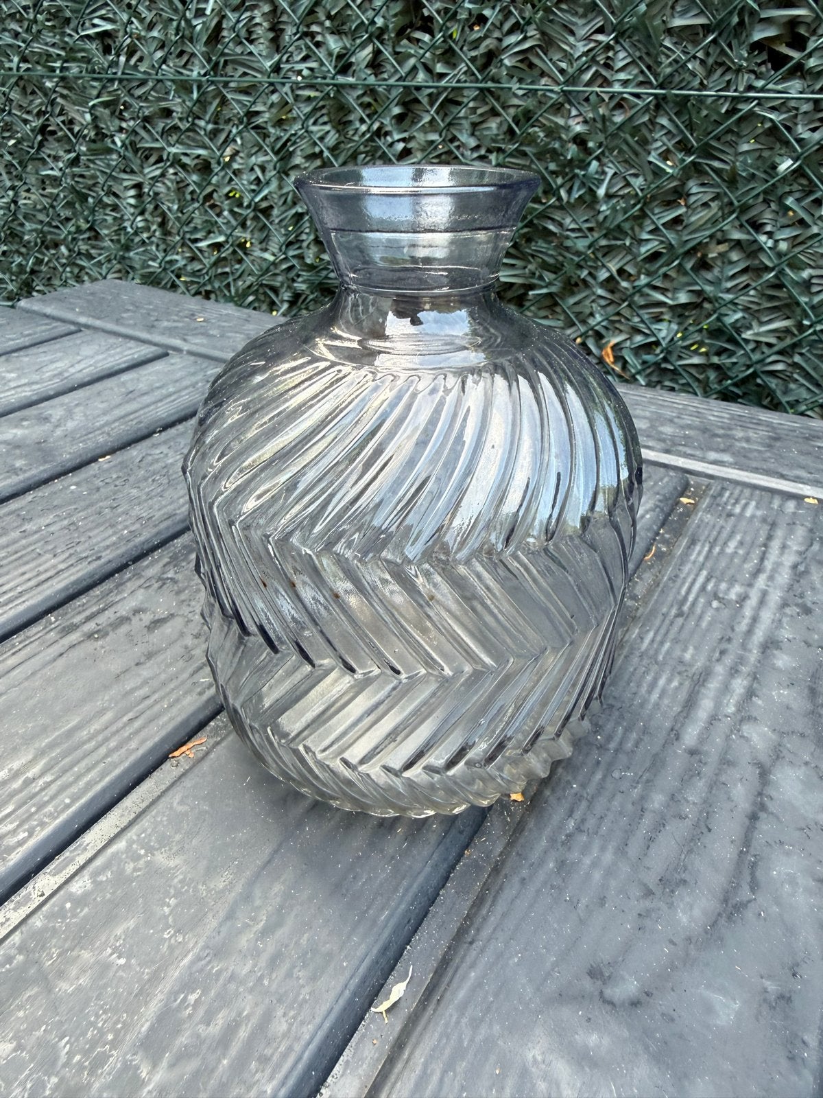 Vintage glazen vaas met uniek patroon, Ophalen of Verzenden