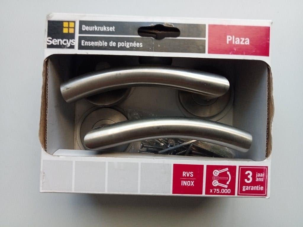 NIEUW 2 X SENCYS PLAZA DEURKLINK DEURKRUKSET RVS, Ophalen, Nieuw, Rvs, Klink of Kruk