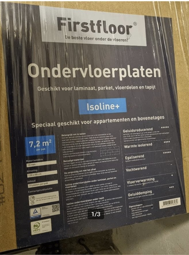 Ongeopend pak (1x) Firstfloor Isoline+ ondervloerplaten 10mm, Doe-het-zelf en Verbouw, Vloerdelen en Plavuizen, Ophalen, Overige materialen