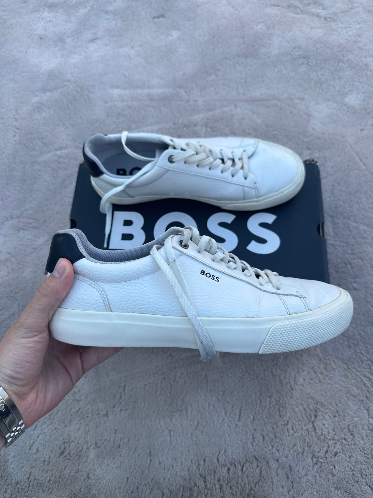 Witte BOSS sneakers - Maat 41 EU, Kleding | Heren, Schoenen, Ophalen of Verzenden, Gedragen, Wit, Sneakers of Gympen