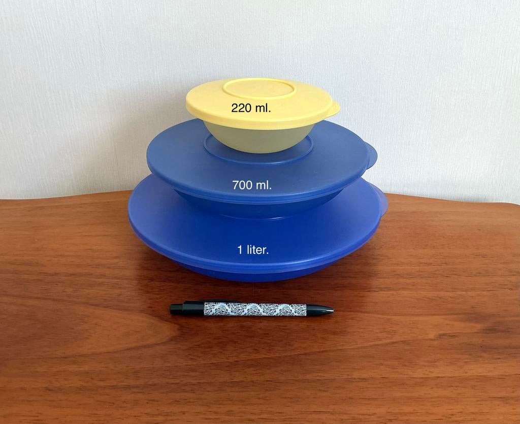 Tupperware 3 x Trendy Schalen 1 liter / 700 m. / 220 ml., Ophalen of Verzenden, Schaal