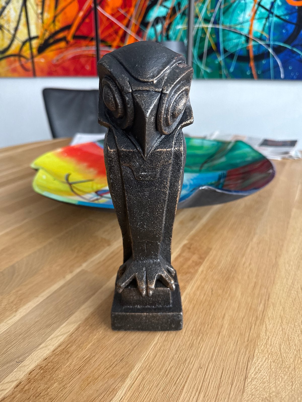 Decoratieve Uil Sculptuur - Bronskleurig Metaal, Minder dan 20 cm, Ophalen of Verzenden, Gepatineerd, Beeld