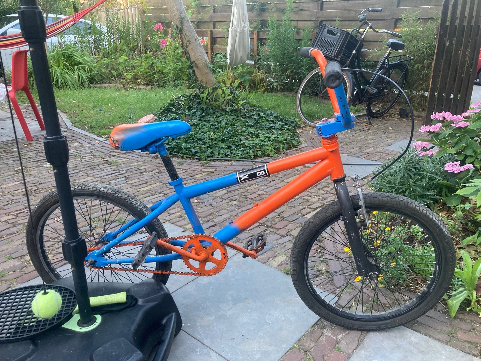 BMX fiets - Oranje/Blauw - Gebruikt, Fietsen en Brommers, Fietsen | Crossfietsen en BMX, Gebruikt, 20 tot 24 inch, Staal, V-brakes