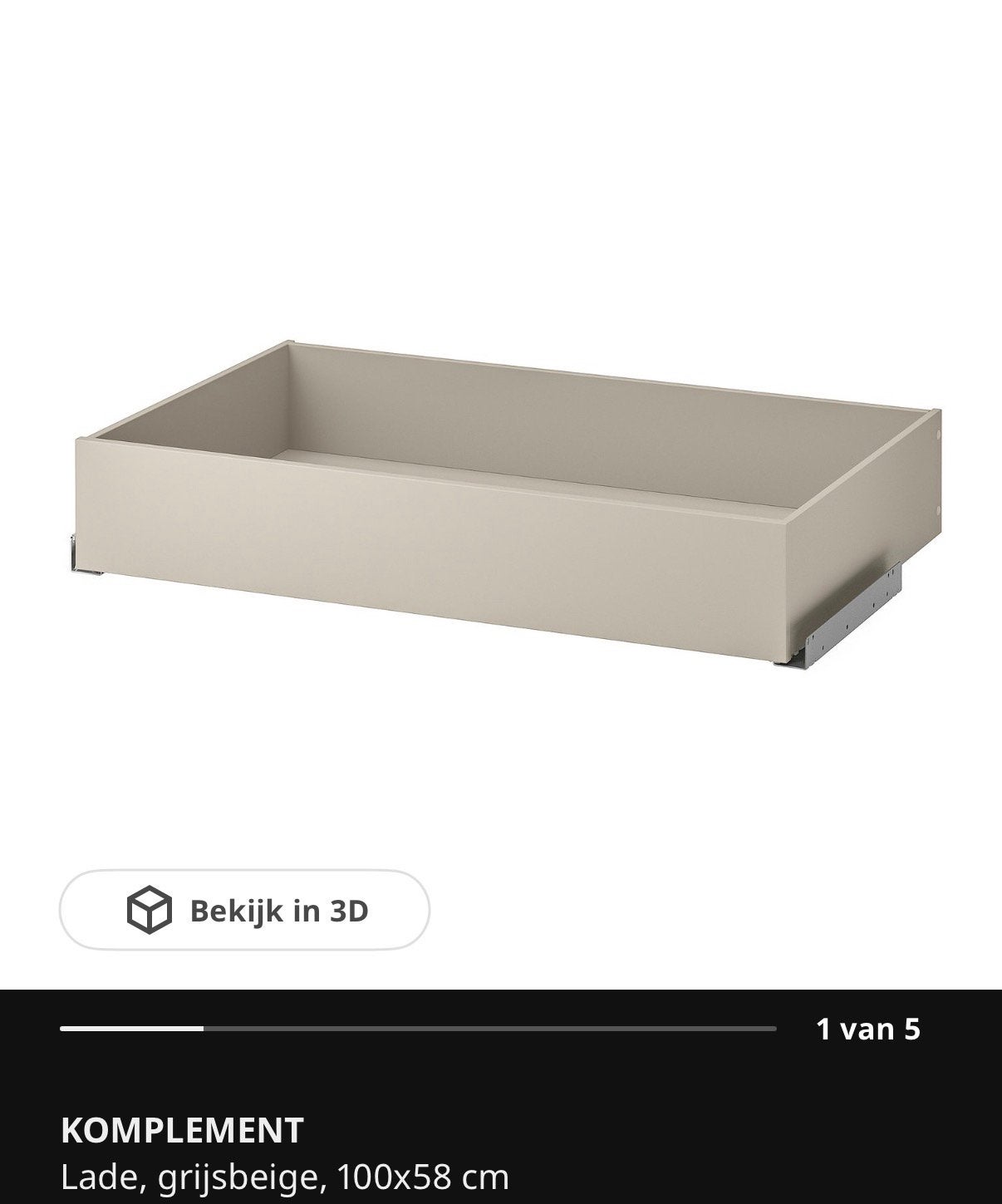 Gezocht: 4 IKEA PAX Komplement lades 100x58 cm, Gebruikt, 3 of 4 laden, 50 tot 75 cm, 50 tot 100 cm