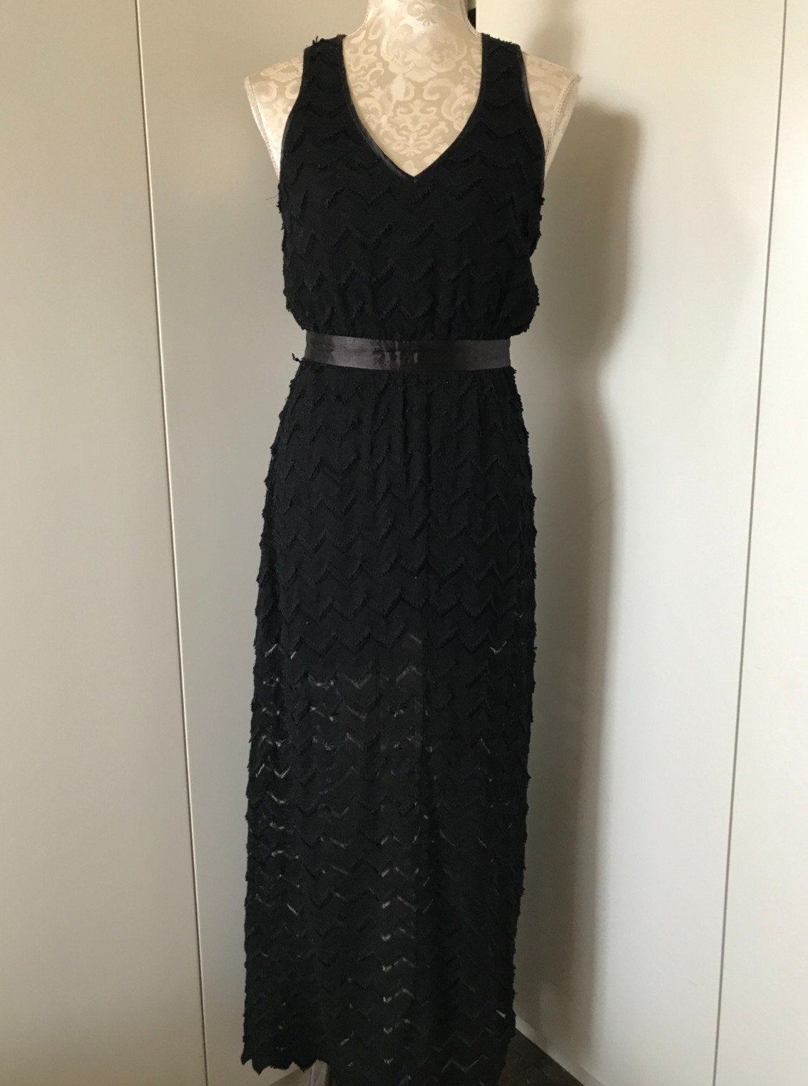 Lange Zwarte Jurk., Zwart, Ophalen of Verzenden, Zo goed als nieuw, Maat 34 (XS) of kleiner