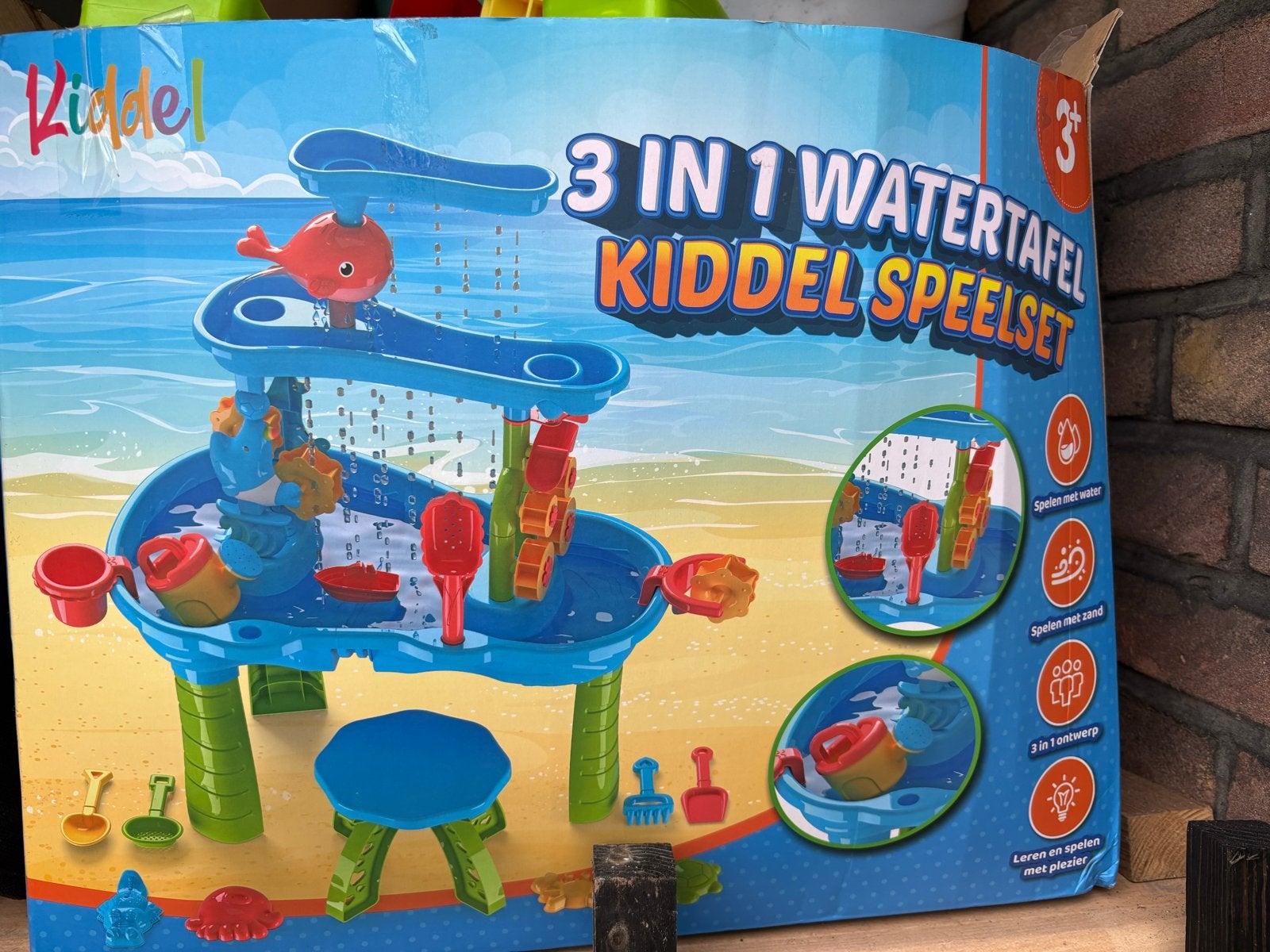 Kiddel 3-in-1 Watertafel Speelset, Ophalen, Zo goed als nieuw