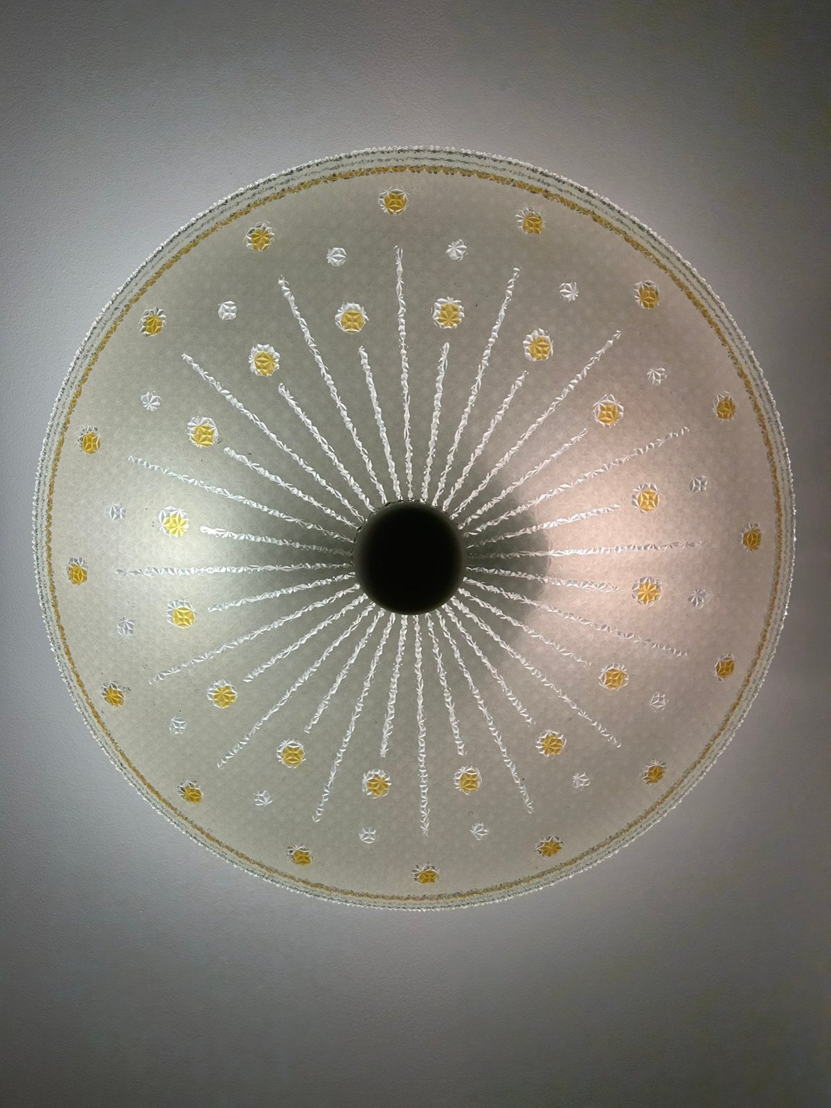 Oude glazen schaal lamp uit jaren 50, Ophalen, 47 cm, Vintage, E27 (groot)