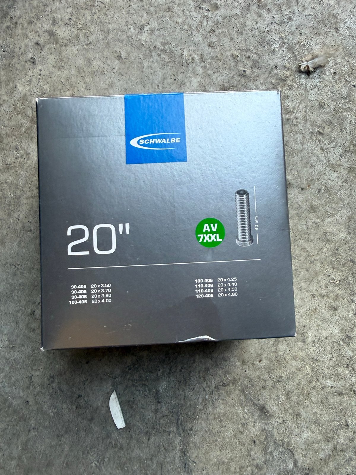 Schwalbe Binnenband Fatbike 20 inch AV 7XXL, Band, Nieuw, Ophalen of Verzenden, Fatbike