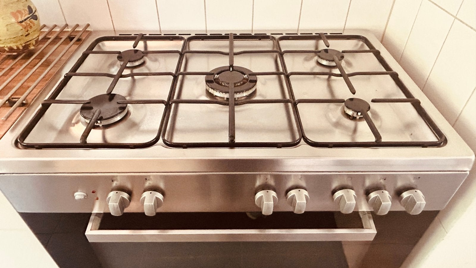 ETNA 1983RVSA RVS gasfornuis 90 cm met oven en 5 pitten, Witgoed en Apparatuur, Ophalen, 60 cm of meer, Zo goed als nieuw, Gas
