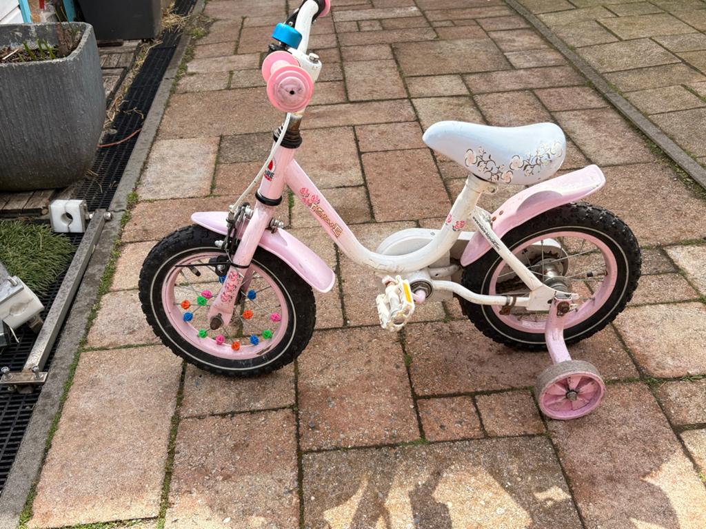 Leuk kinderfietsje om te leren fietsen (roze), Fietsen en Brommers, Fietsen | Kinderfietsjes, Ophalen, Zijwieltjes, Gebruikt, Velgrem