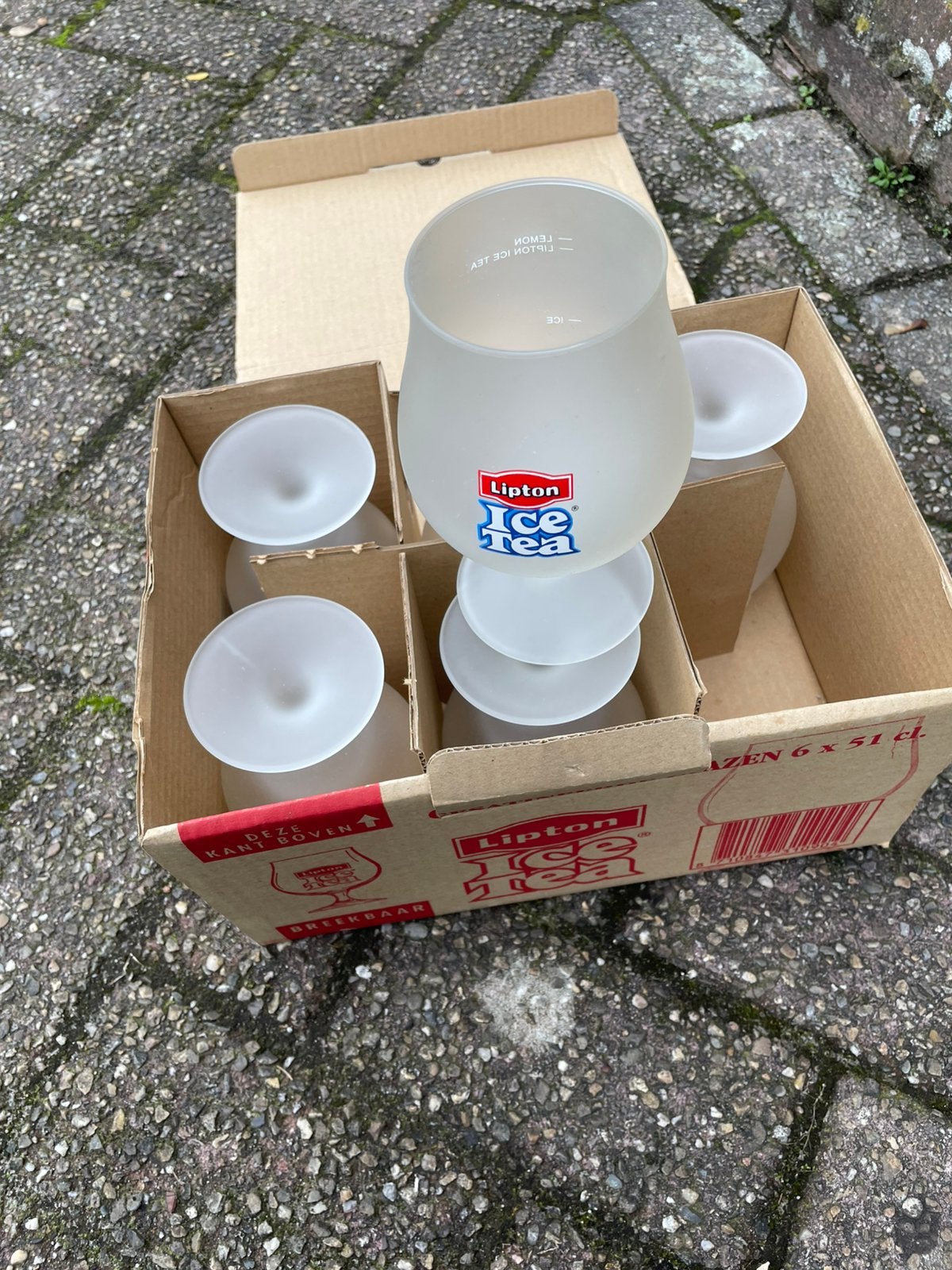 Ice tea glazen 6 stuks, Ophalen of Verzenden, Zo goed als nieuw, Frisdrankglas