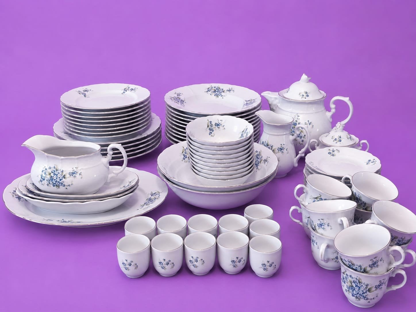 Prachtig 72-delig Thun Bohemia servies – Vergeet-me-nietjes, Ophalen