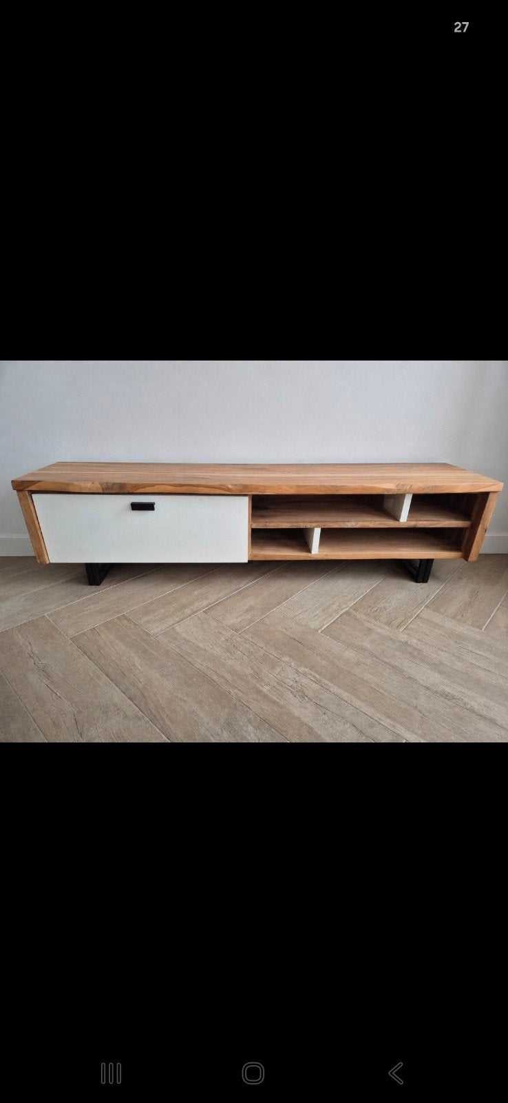Xooncl Vista Sheesham TV Meubel - 140x45x42.5 cm, Ophalen, Gebruikt, 100 tot 150 cm, Minder dan 100 cm