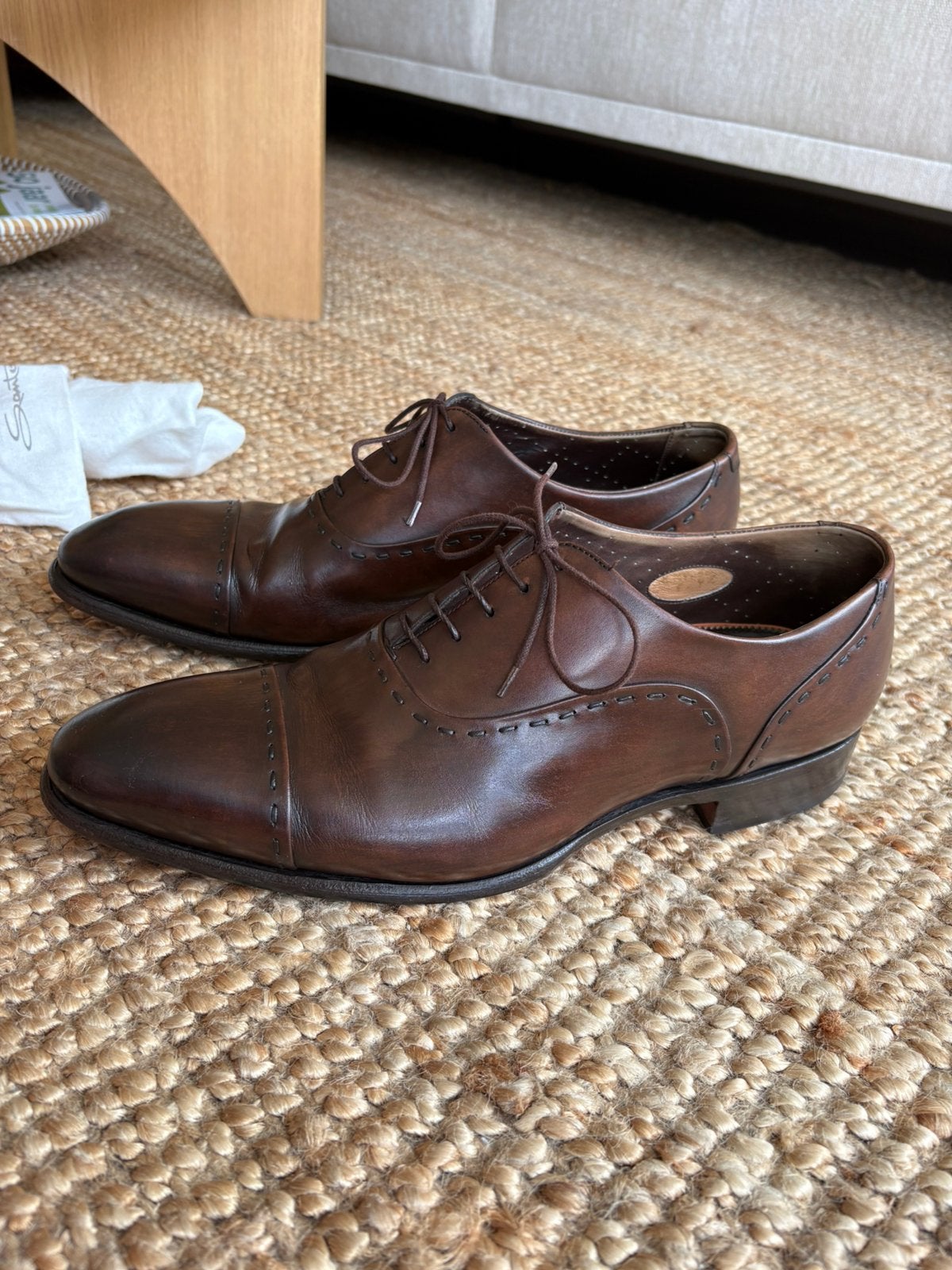 Santoni Goodyear welted schoenen maat 9.5UK / 44.5, Bruin, Ophalen of Verzenden, Gedragen, Veterschoenen