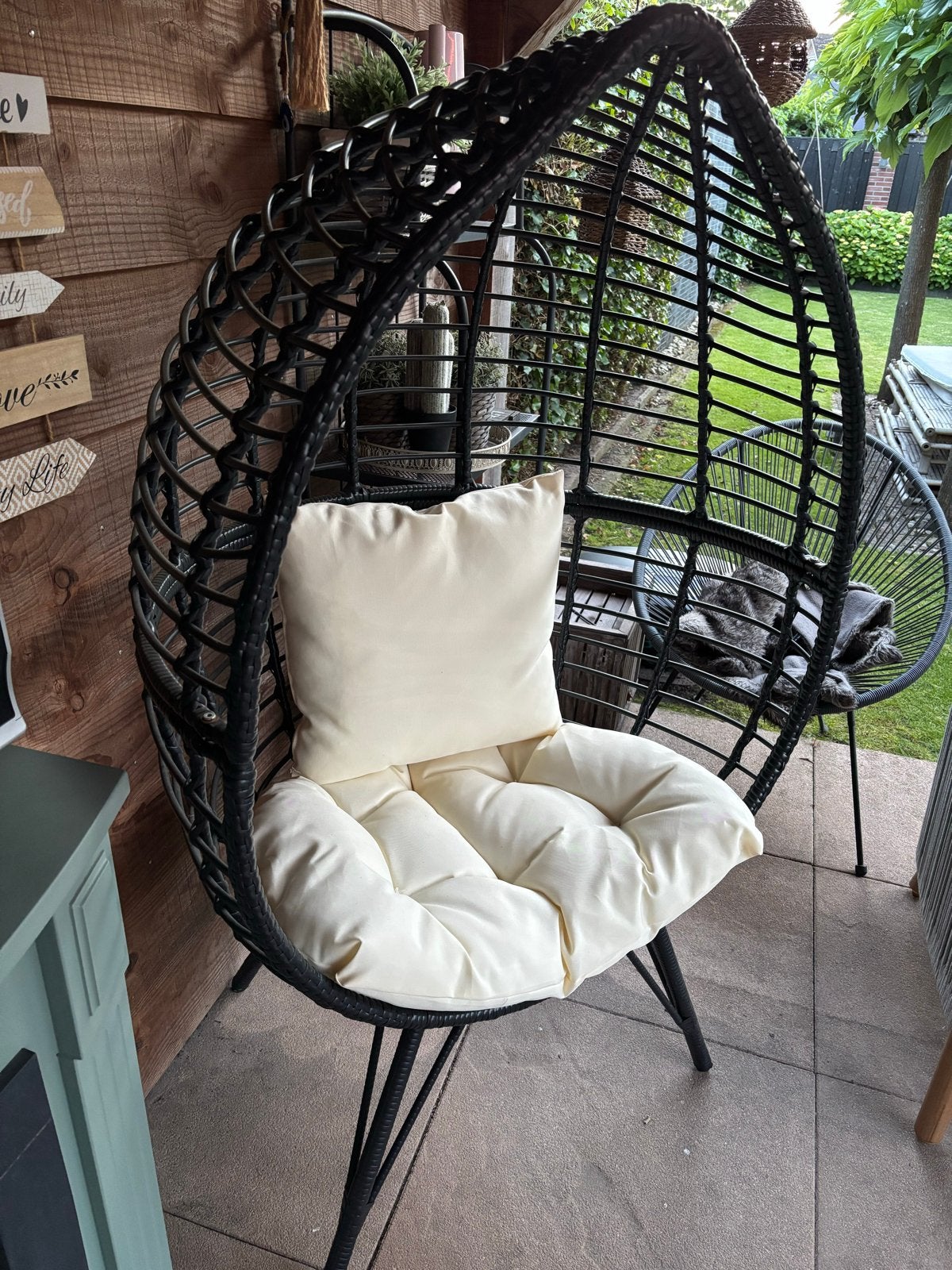 Zwarte Egg Chair, Huis en Inrichting, Stoelen, Zo goed als nieuw, Eén, Kunststof, Zwart, Ophalen