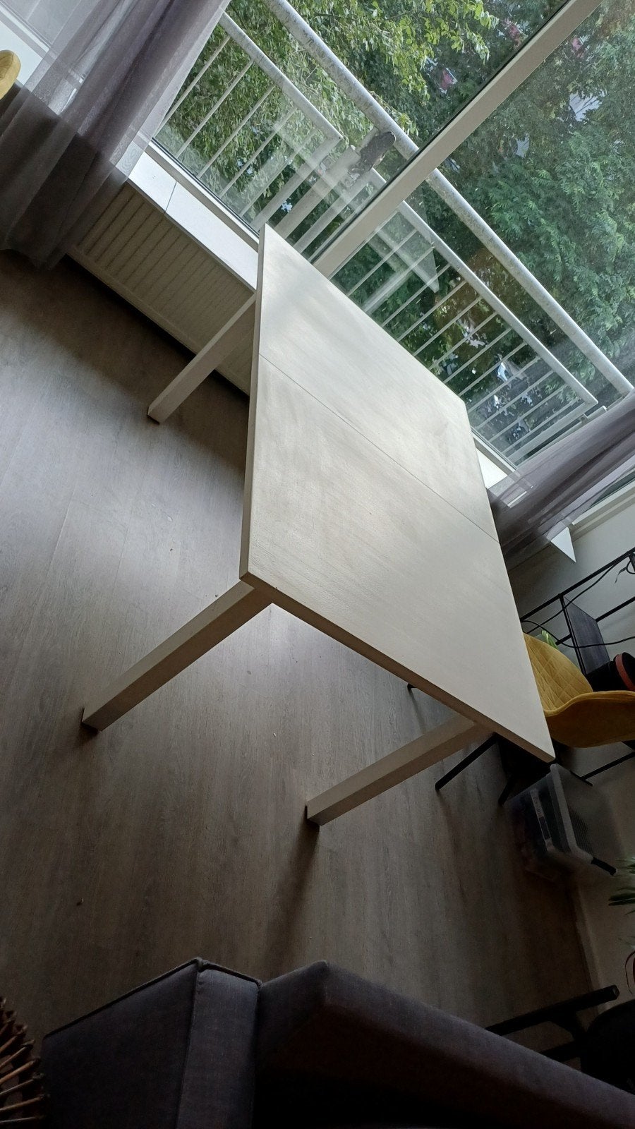 IKEA BJÖRNA uitschuifbare eettafel - wit massief hout, Ophalen, Gebruikt, 100 tot 150 cm, 150 tot 200 cm